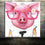 Hand Painted Smart Lady Pig Canvas Art