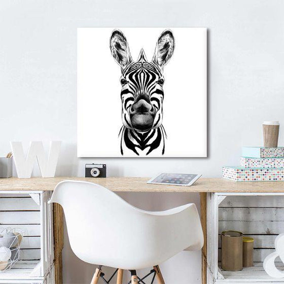 Smiling Face Of Zebra Canvas Wall Art Bedroom
