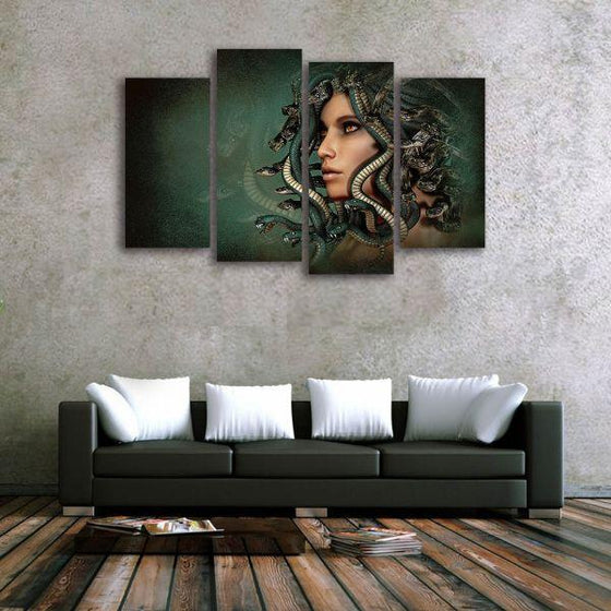 Serpent Head Lady 4 Panels Canvas Wall Art Ideas