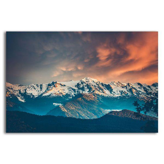 Snow White Mountain Ranges Canvas Wall Art