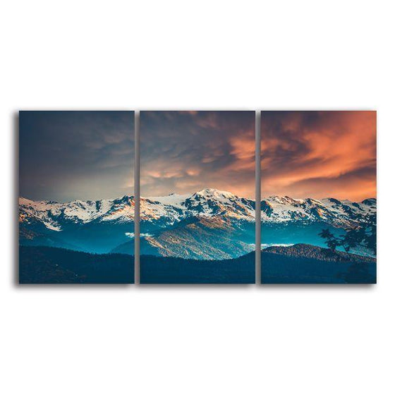 Snow White Mountains 3 Panels Canvas Wall Art