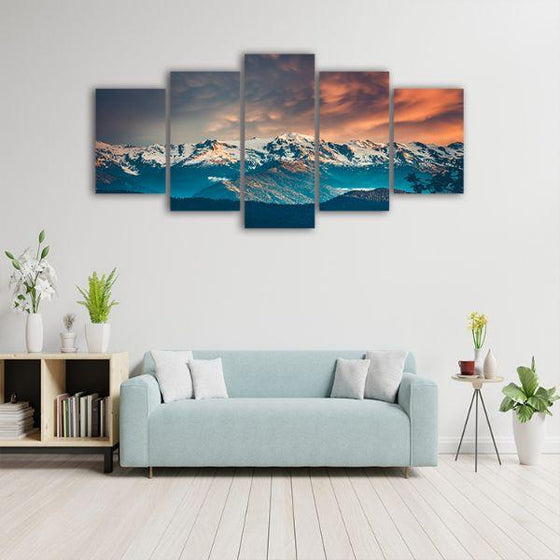 Snow White Mountains 5 Panels Canvas Wall Art Prints