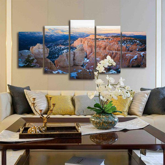 Snowy Canyon Formation 5 Panels Canvas Wall Art Living Room