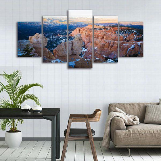 Snowy Canyon Formation 5 Panels Canvas Wall Art Prints
