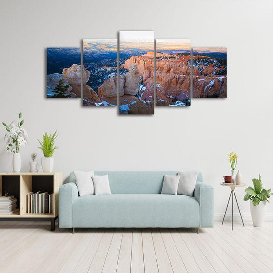 Snowy Canyon Formation 5 Panels Canvas Wall Art Set