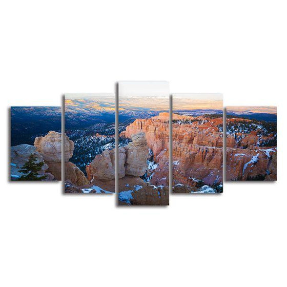 Snowy Canyon Formation 5 Panels Canvas Wall Art