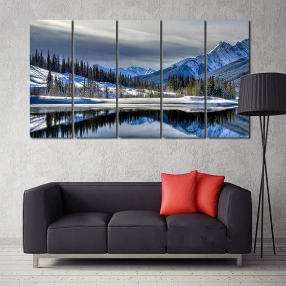Glacial Mountain & Trees Canvas Wall Art office