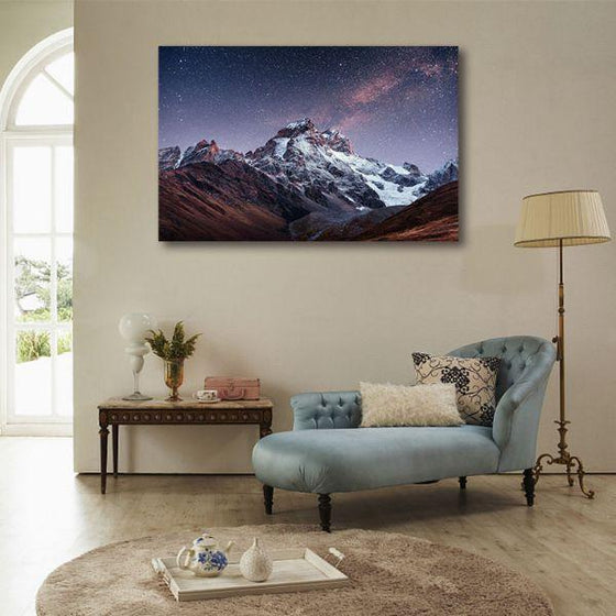 Snowy Mountain Peak 1 Panel Canvas Wall Art Bedroom