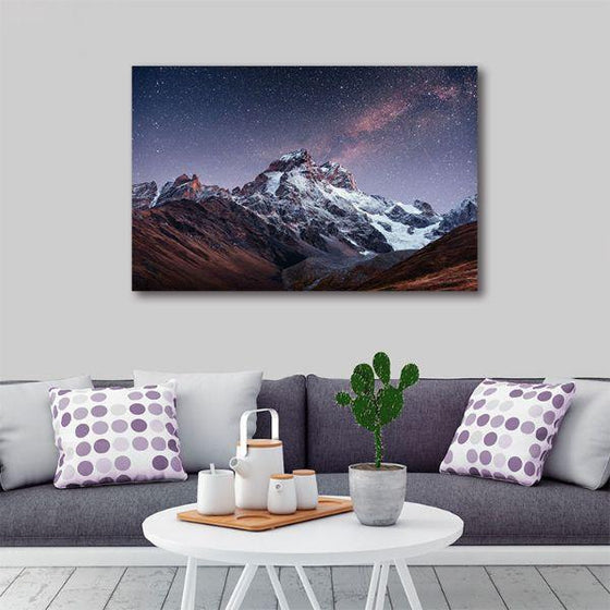 Snowy Mountain Peak 1 Panel Canvas Wall Art Living Room