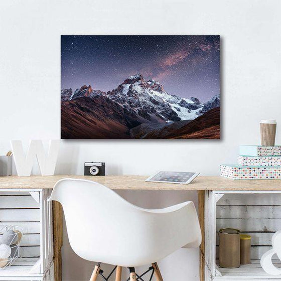 Snowy Mountain Peak 1 Panel Canvas Wall Art Office