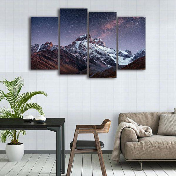 Snowy Mountain Peak 4 Panels Canvas Wall Art Dining Room