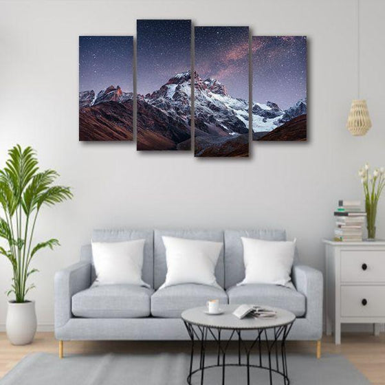 Snowy Mountain Peak 4 Panels Canvas Wall Art Living Room
