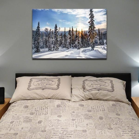 Snowy Pine Trees Wall Art Bedroom