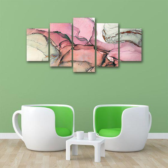 Shades of Pink 5 Panels Canvas Wall Art Office