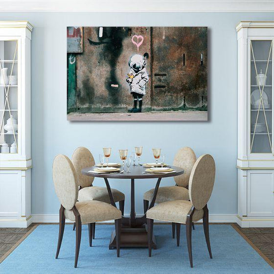 Space Girl & Bird By Banksy Canvas Wall Art Dining Room