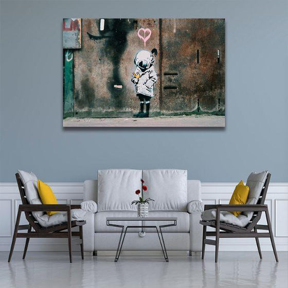 Space Girl & Bird By Banksy Canvas Wall Art Living Room