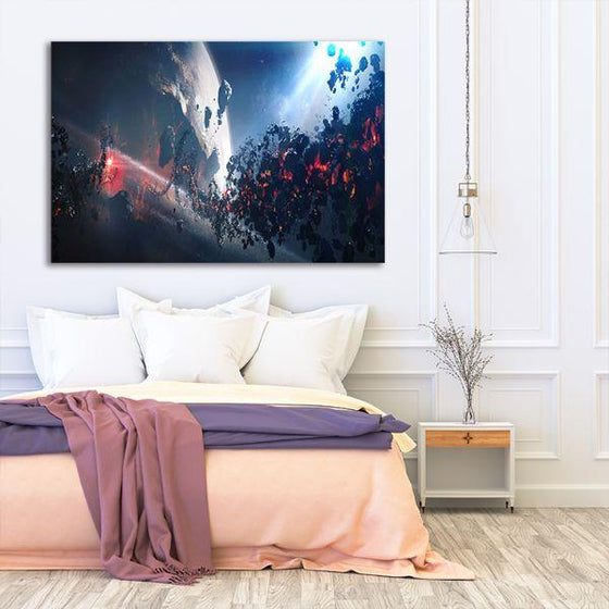 Space Meteoroid Abstract Canvas Wall Art Bedroom