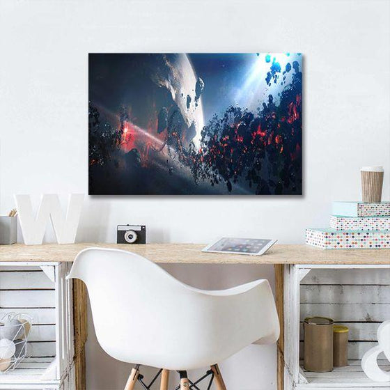 Space Meteoroid Abstract Canvas Wall Art Decor
