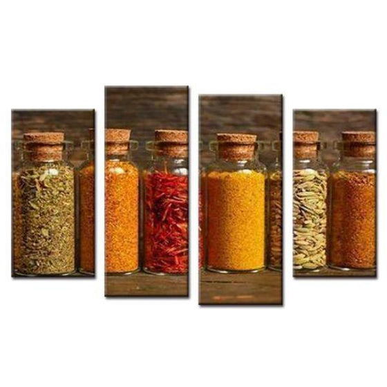 Spices In Bottles Canvas Wall Art