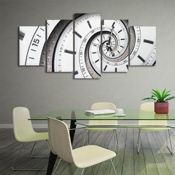 Spiral Clock Contemporary 5 Panels Canvas Wall Art Office