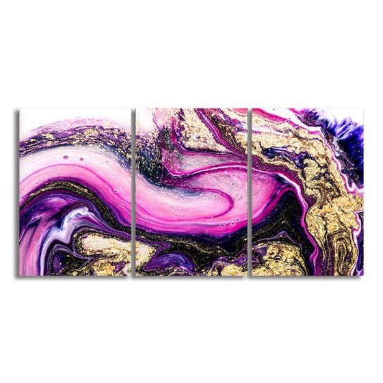 Splash Of Purple Colors 3 Panels Canvas Wall Art