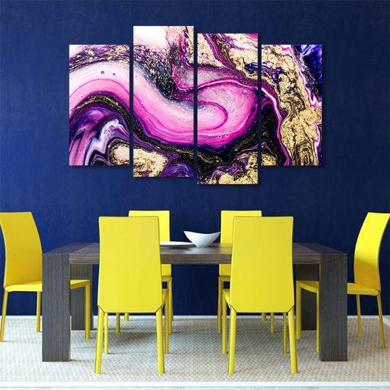 Splash Of Purple Colors 4 Panels Canvas Wall Art Dining Room