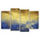 Splashes Of Blue & Gold 4 Panels Canvas Wall Art