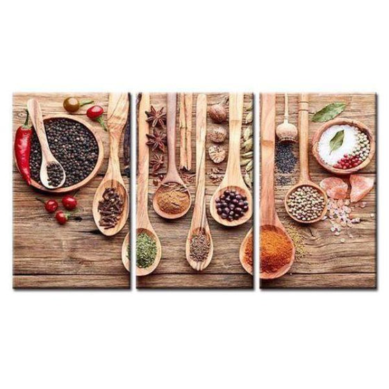 Spoon Of Spices Canvas Wall Art