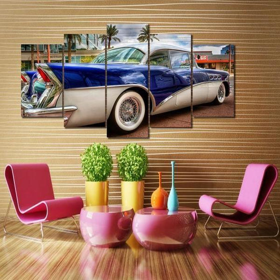 Blue & White Buick 58 Canvas Wall Art Office Decor