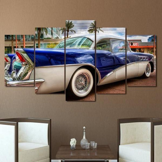 Blue & White Buick 58 Canvas Wall Art Bedroom Decor