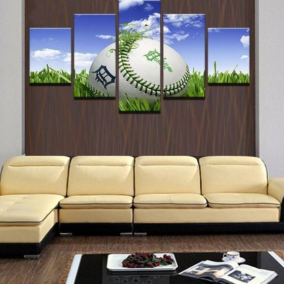 Play Green Baseball Canvas Wall Art Living Room
