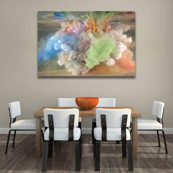 Spray Of Colors Abstract Canvas Wall Art Dining Room