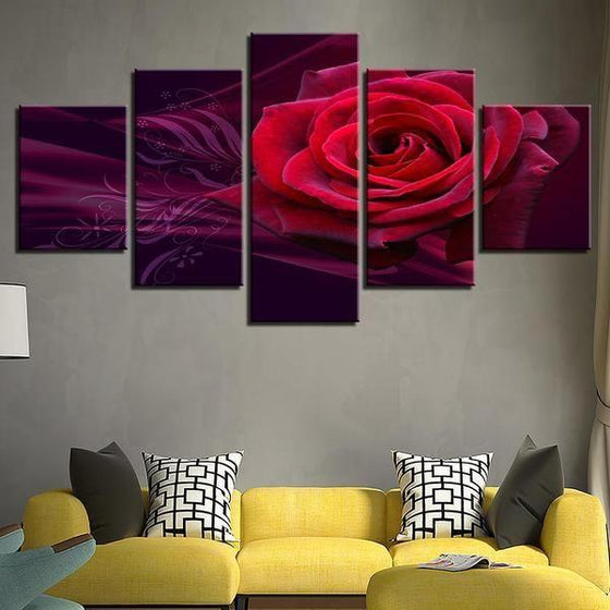 Red Rose Canvas Wall Art For Living Room
