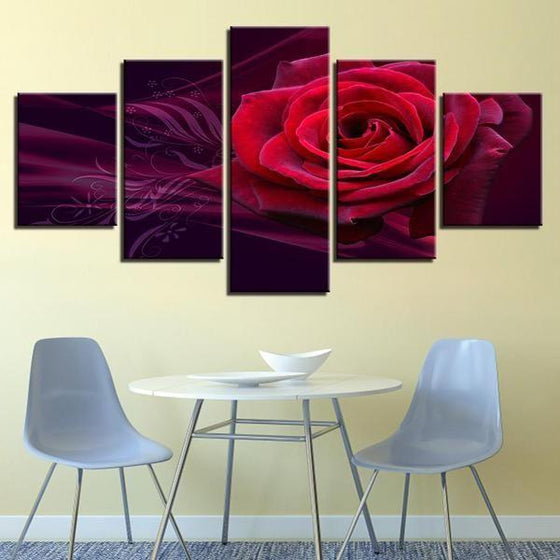 Red Rose Canvas Wall Art For Dining Room