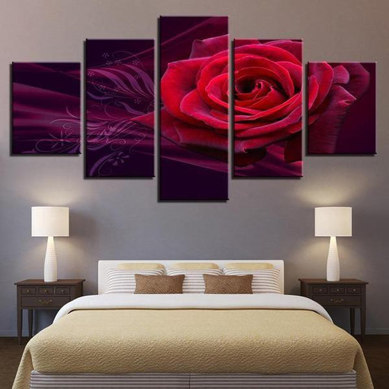Red Rose Canvas Wall Art For Bedroom