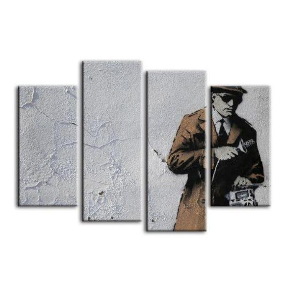 Spy Booth By Banksy 4 Panels Canvas Wall Art