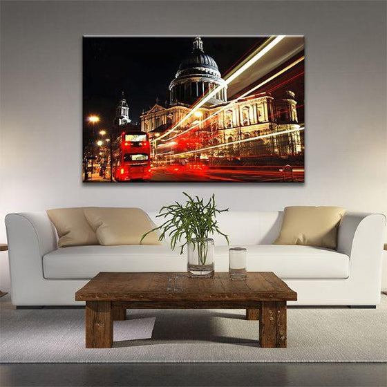 St. Paul's Cathedral At Night Canvas Wall Art Office