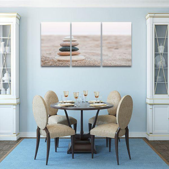 Stacked Stones 3 Panels Canvas Wall Art Dining Room