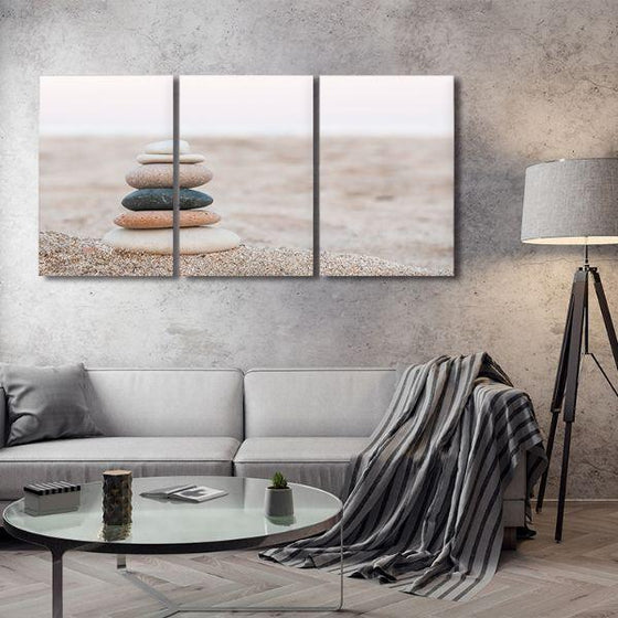 Stacked Stones 3 Panels Canvas Wall Art Living Room