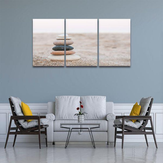 Stacked Stones 3 Panels Canvas Wall Art Set