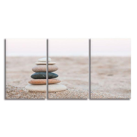 Stacked Stones 3 Panels Canvas Wall Art