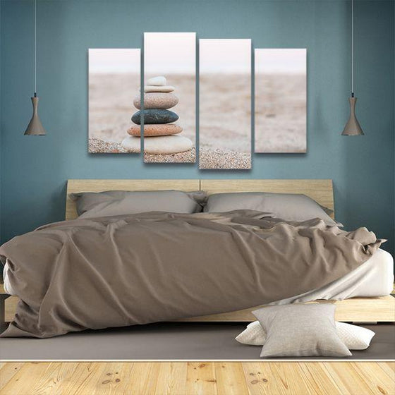 Stacked Stones 4 Panels Canvas Wall Art Bedroom