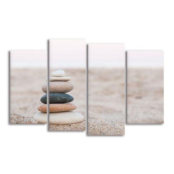 Stacked Stones 4 Panels Canvas Wall Art
