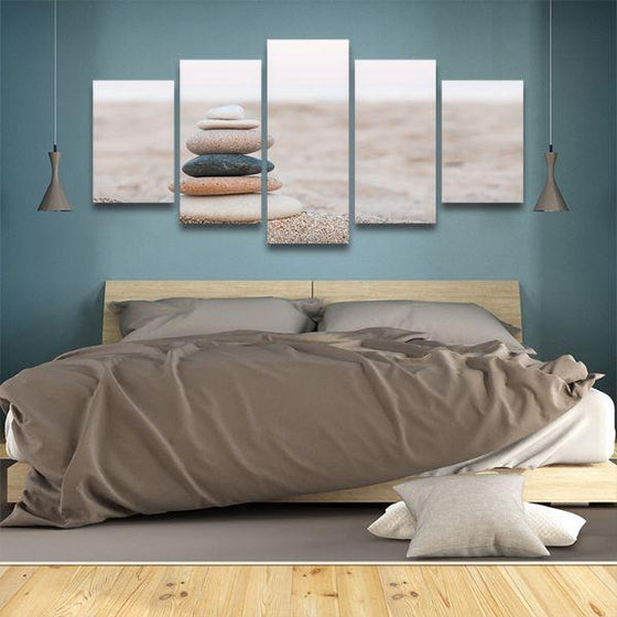Stacked Stones 5 Panels Canvas Wall Art Bedroom