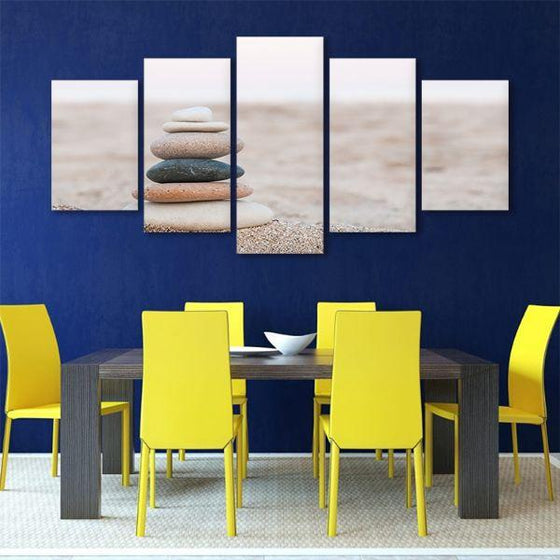 Stacked Stones 5 Panels Canvas Wall Art Dining Room