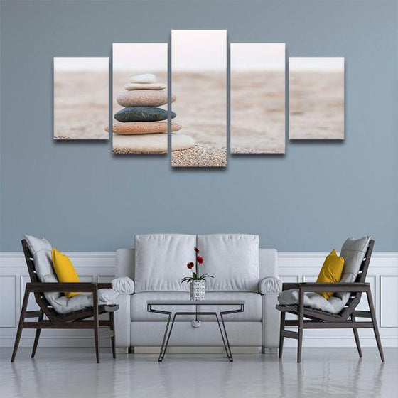 Stacked Stones 5 Panels Canvas Wall Art  Living Room