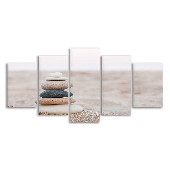 Stacked Stones 5 Panels Canvas Wall Art