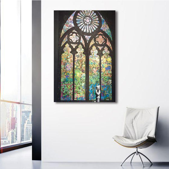 Stained Window By Banksy Canvas Wall Art Office