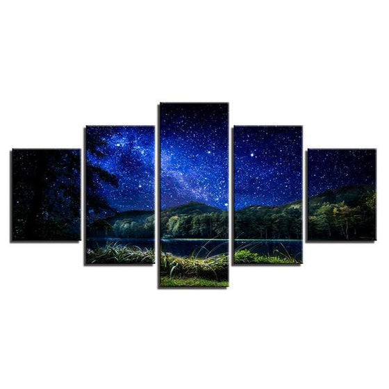 Starry Night Landscape Wall Art Canvas