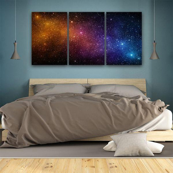 Starry Night Sky 3 Panels Canvas Wall Art Decor